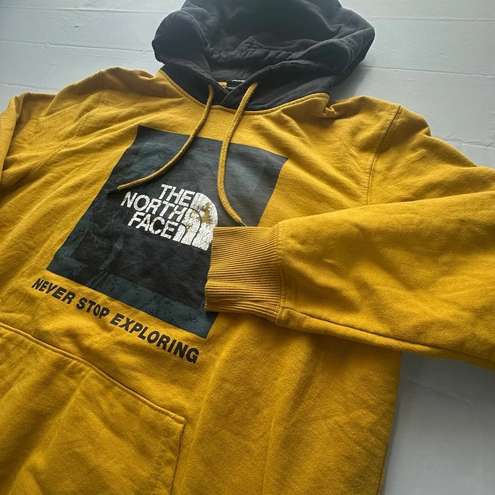 The North Face Mens Yellow Never Stop Exploring Graphic Hoodie A5GEX Large